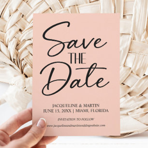 Rosa Hochzeitscreme handbuchstabiert Cursive Save The Date