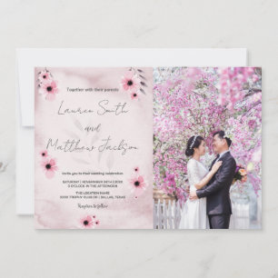 Rosa Hochzeitseinladungen mit Foto Einladung