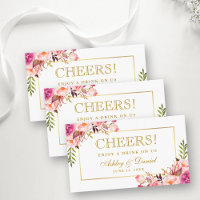 Rosa Hochzeitsempfehlung Gold Drink Ticket Card