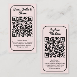 Rosa Hochzeitsfoto-Sharing Capture Love QR-Code Visitenkarte