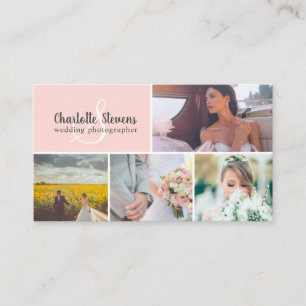 Rosa Hochzeitsfotograf-Collage Visitenkarte