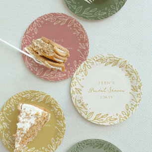 Rosa Hochzeitsgarten Floral Bridal Shower Pappteller
