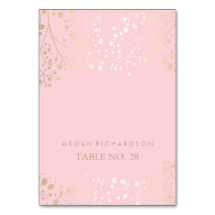 Rosa Hochzeitskortenkarten Baby Atem Imitat Gold Tischnummer