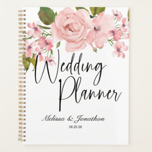 Rosa Hochzeitsplaner mit errötenden rosa Rosen Blu Planer