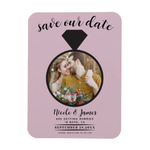 Rosa Hochzeitsring-Foto Save the Date im Farbton D Magnet
