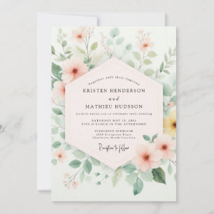 Rosa Hochzeitsröte Charmantes Frühlingshochzeit Einladung
