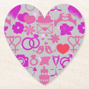 Rosa Hochzeitsschmuck 03 Grau BG Untersetzer