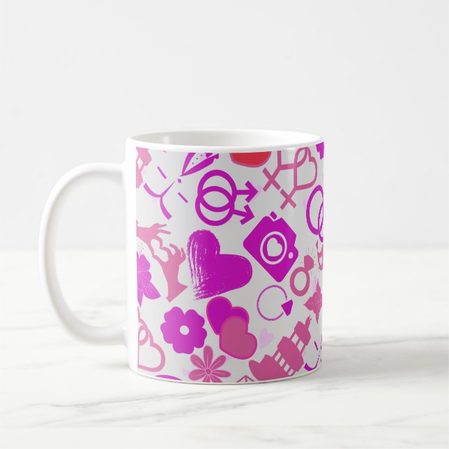 Rosa Hochzeitsschmuck Muster 03 Kaffeetasse (Links)