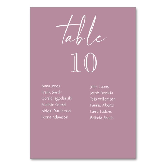 Rosa Hochzeitsstipps mit Gästebamen Tischnummer (Vorderseite)