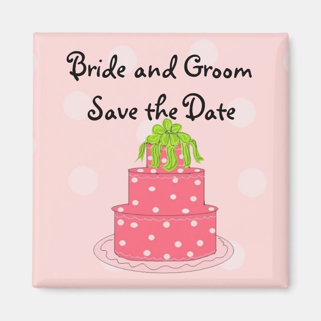 Rosa Hochzeitstorte Save the Date Magnet (Vorne)