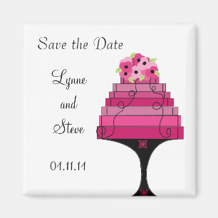 Rosa Hochzeitstorte Save the Date Magnet