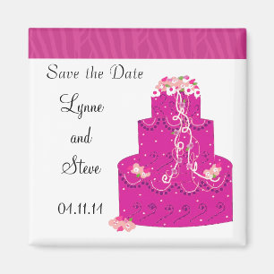 Rosa Hochzeitstorte Save the Date Magnet