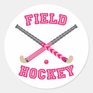 Rosa Hockey-Logo Runder Aufkleber