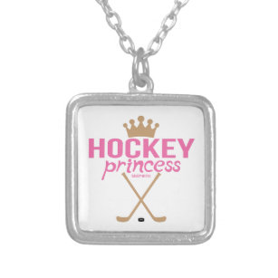 Rosa Hockey-Prinzessin Girls Versilberte Kette