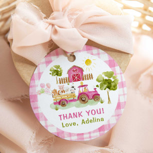 Rosa Hof Bauernhoftiere Geburtstag Geschenkanhänger