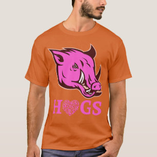 Rosa Hogs Razorback Kopf mit rosa Bändern T-Shirt