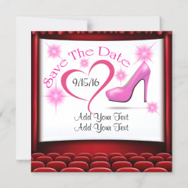 Rosa hohe Ferse Speichern Sie das Datumsfenster Magneteinladung