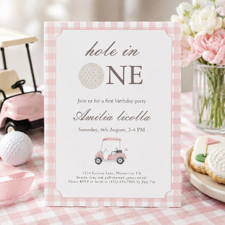 Rosa Hole-in-One Golf-Geburtstagseinladung Einladung
