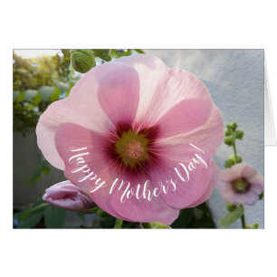 Rosa Hollyhock Blume Muttertagskarte