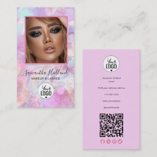 Rosa Holografische Soziale Icon QR-Code-Schminke Visitenkarte