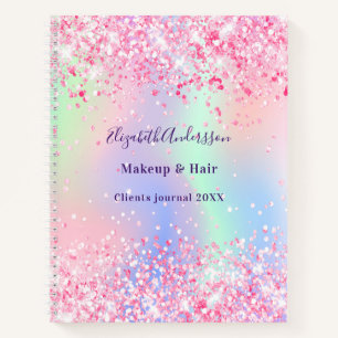 Rosa holografischer Glitter-Name Geschäft Notizbuch