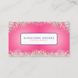 Rosa Holographic Glitzer Background Trendy Visitenkarte