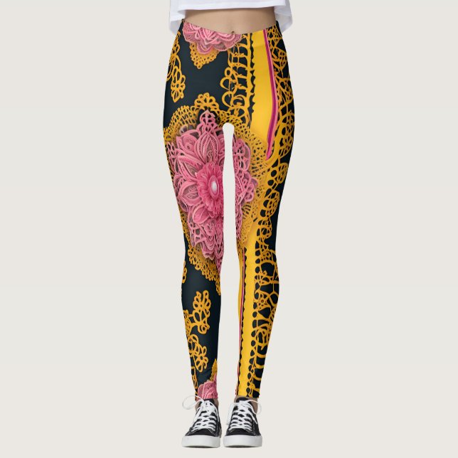 Rosa Honey AI art Leggings (Vorderseite)