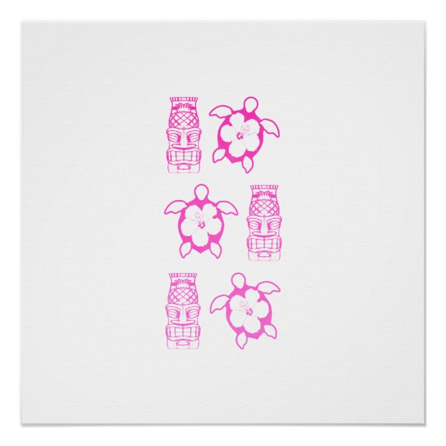 Rosa Honu und Tiki-Maske Poster (Vorderseite)