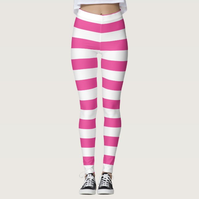Rosa horizontale Streifen Leggings (Vorderseite)