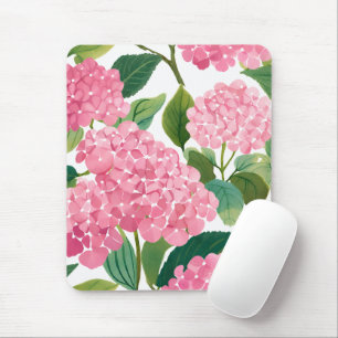 Rosa Hortensie Wasserfarbe Floral Küste Mousepad