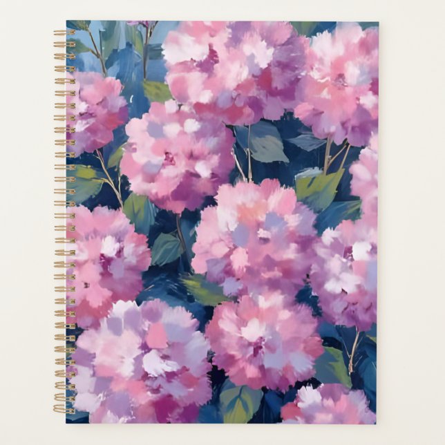 Rosa Hortensien Aquarell Planer (Vorderseite)
