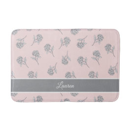 Rosa Hortensien-Blumenmuster-Monogramm Badematte