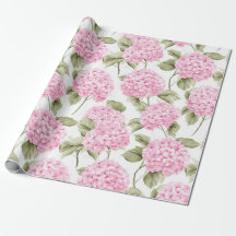 Rosa Hortensien Botanisches Geschenkpapier