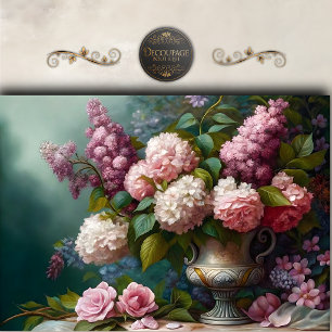 Rosa Hortensien-Gartenbouquet-Decoupage Seidenpapier
