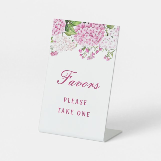 Rosa Hortensien Geschenke Sockelschild (Vorderseite)
