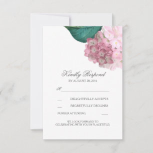 Rosa Hortensien Hochzeit RSVP Karten
