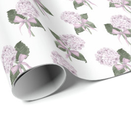 Rosa Hortensien-Schleife Geschenkpapier