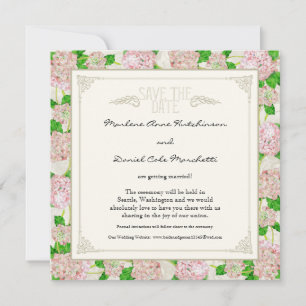 Rosa Hortensien-Spitzen-Blumen Elegante Hochzeiten Einladung