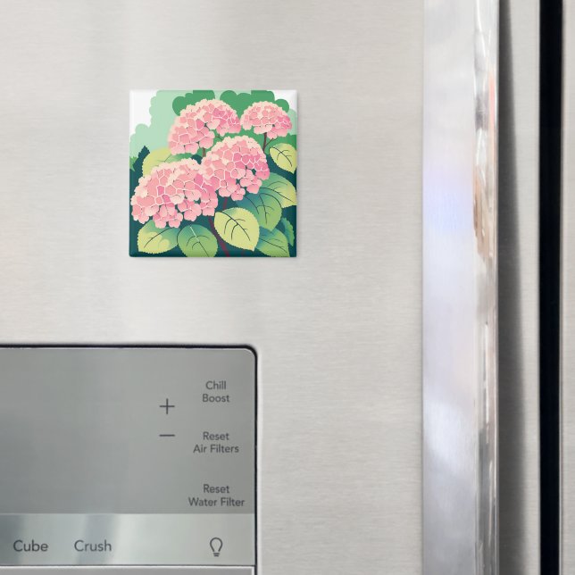 Rosa Hortensienbusch Magnet (In Situ (Kühlschrank))