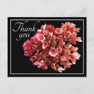 Rosa Hortensienstrauß schwarzer Hintergrund Danke Postkarte
