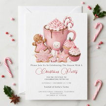 Rosa Hot Cocoa Weihnachtsfeier-Einladung