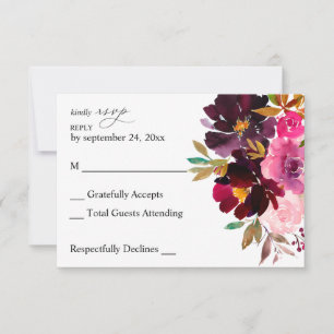 Rosa Hot & Rosé Rosa & Violette Florale ohne Mahlz RSVP Karte
