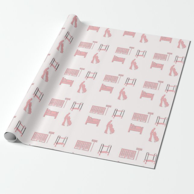 Rosa Hotelmuster Geschenkpapier (Ungerollt)