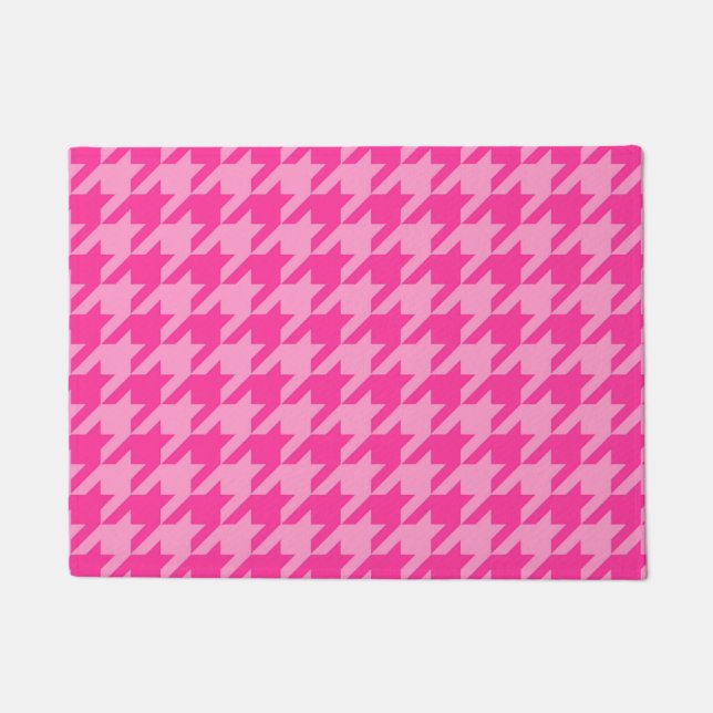 Rosa Houndstooth Karo Karomuster Fußmatte (Vorderseite)