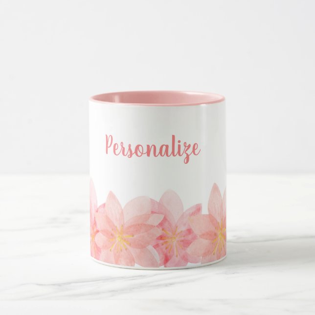 Rosa Hübsch- und Giralblütenkaffee Personalisiert Tasse (Zentrum)
