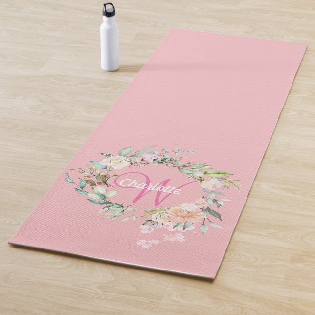 Rosa Hübsche Script Monogram Rose floral Yogamatte (Beispiel)