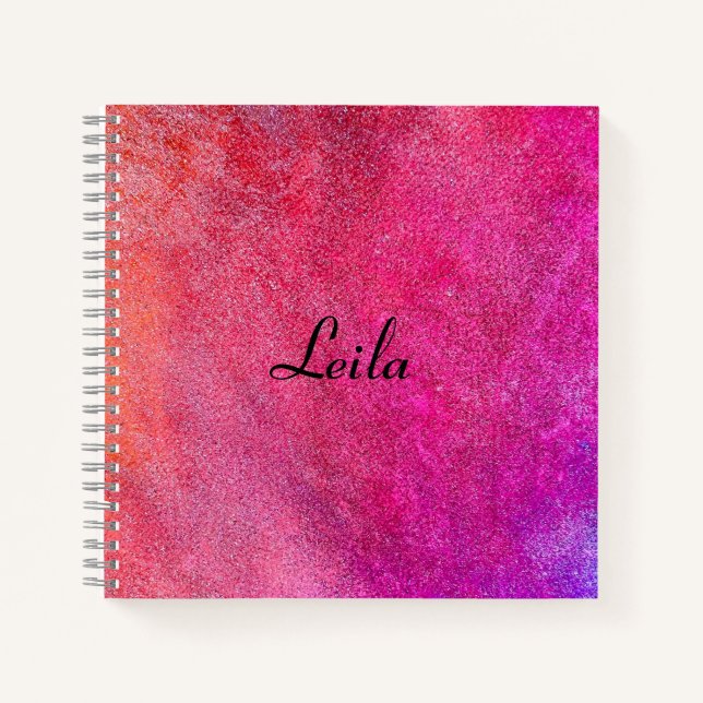 Rosa Hübscher Glitzer Name Notebook Notizbuch (Vorderseite)