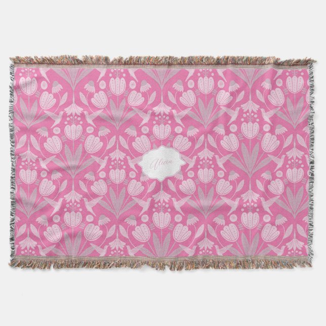 Rosa Hummingbird Coquette Personalisiert Decke (Vorderseite)