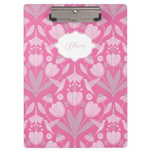 Rosa Hummingbird Coquette Personalisiert Klemmbrett