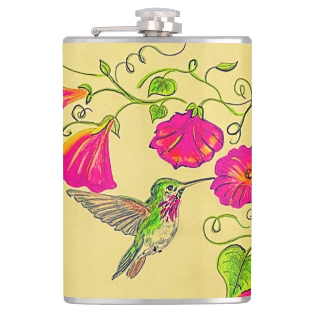 Rosa Hummingbird Flask Flachmann (Vorderseite)